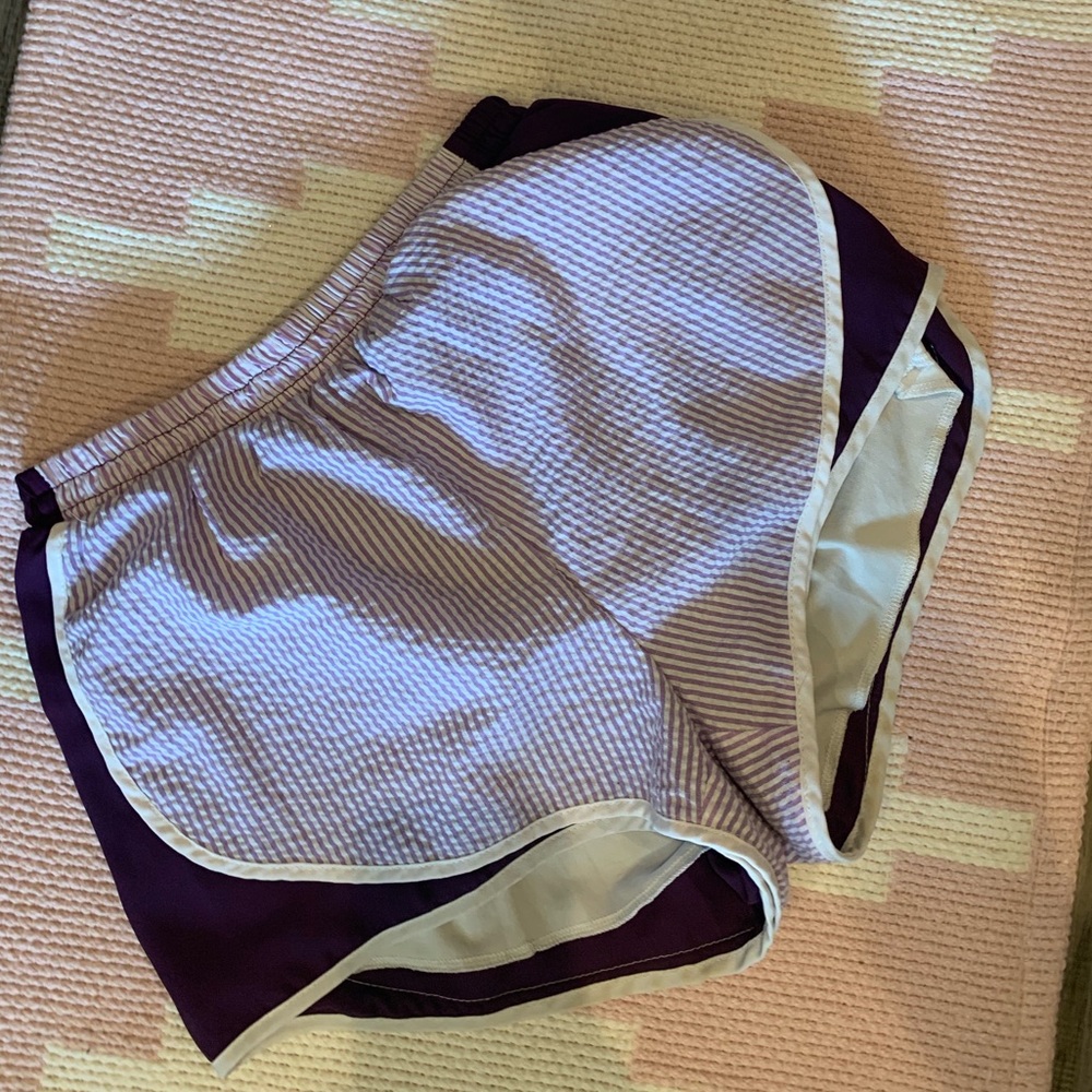 Purple && white striped shorts
